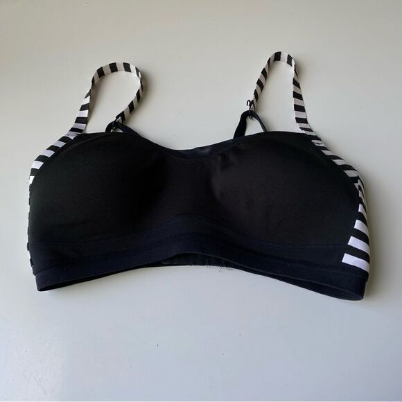 Brooks Fine Form Moving Comfort Medium Black white Sports Bra - Picture 1 of 8
